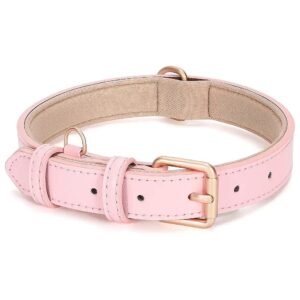 Soft Breathable Leather Padded Dog Collar with Adjustable Alloy Buckle for Small Dogs