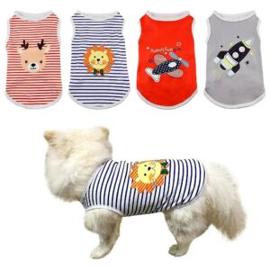 Soft Breathable Polycotton Dog Sleeveless Shirts 4 Pack for Small Medium Dogs