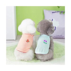 Soft Breathable Puppy Vest for Small to Medium Dogs Features Embroidered Flowers