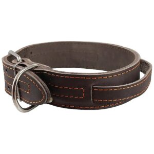 Soft Brown Leather Agitation Collar with Handle 25" x 75" Wide Fits Large Breeds