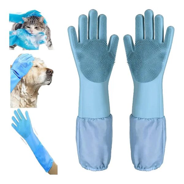 Soft Brush Dog Grooming Gloves for Washing Long or Short Hair Dogs and Cats with Ease