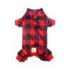 Soft Buffalo Plaid Dog Jumpsuit Warm Flannel Pajamas for Small Dogs