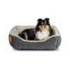 Soft Calming Small Dog Bed Grey 21" x 19" Tufted Rectangle Machine Washable Pet Bed