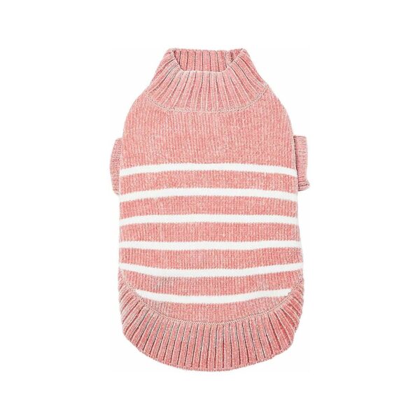 Soft Chenille Striped Dog Sweater Dusty Rose 16 Back Length Pink