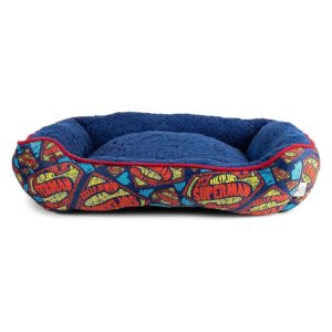 Soft Comfortable Superman Dog Bed Blue Red Elevated Cuddler Dog Bed