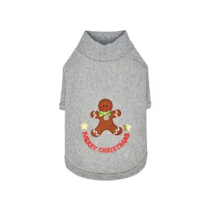 Soft Comfy Gingerbread Man Christmas Dog Pullover Coat Back Length 20 inches