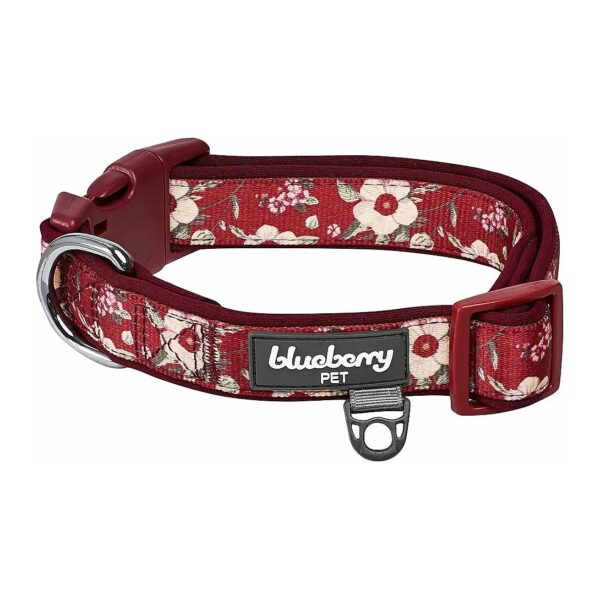 Soft Comfy Oriental Flower Dog Collar Adjustable Neck 12-16 Tuscan Red Pattern