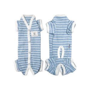 Soft Cotton 4-Legged Dog Pajamas with Stripes for Comfortable Wear