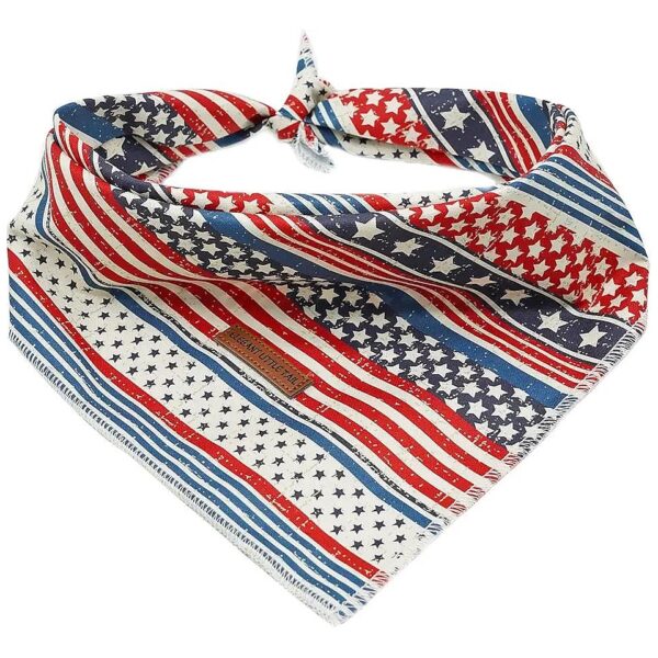 Soft Cotton American Flag Dog Kerchief Adjustable Neck Size for Small Breed Dogs