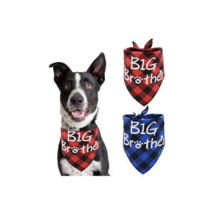 Soft Cotton Big Brother Plaid Bandanas for Cats and Dogs with Reversible Design