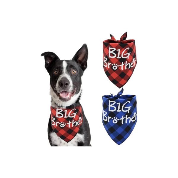 Soft Cotton Big Brother Plaid Bandanas for Cats and Dogs with Reversible Design