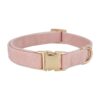 Soft Cotton Corduroy Dog Collars for Small Medium Large Dogs Light Pink Adjustable