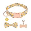 Soft Cotton Dog Collar with Flower Pattern and Adjustable Metal Buckle for Small Dogs