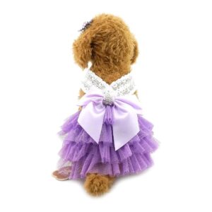 Soft Cotton Dog Party Skirts with Bow Tie Princess Tutu Design for Small Medium Breeds