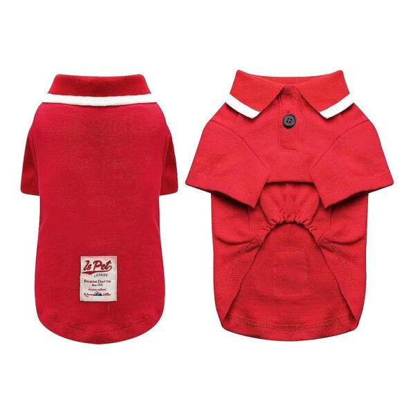 Soft Cotton Dog Polo Shirt for Small Dogs - Red