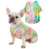 Soft Cotton Dog Shirts for Small Dog Clothes with Tie Dye Design and Funny Glasses