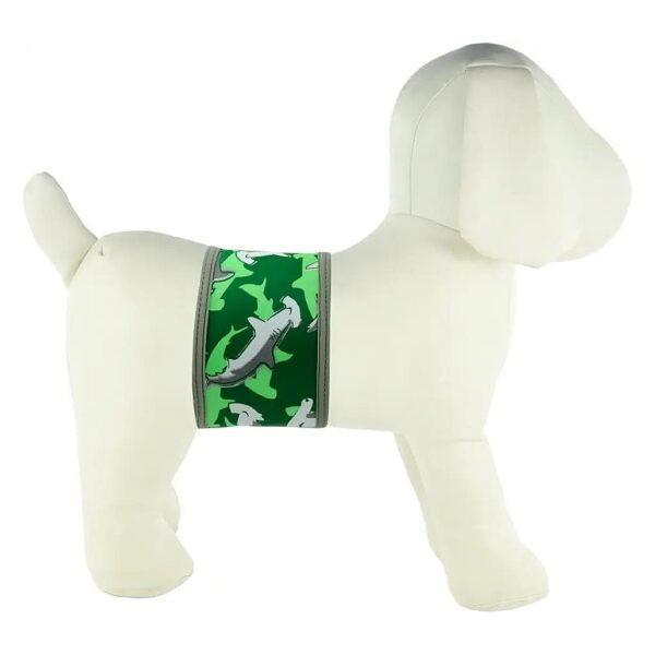 Soft Cotton Male Dog Belly Band for Comfort and Convenience Large Hammerhead Shark Green