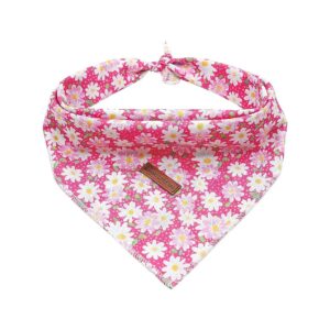 Soft Cotton Pink Floral Dog Bandana for Small Medium Large Dogs with Adjustable Strap