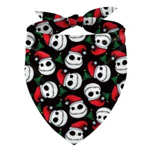 Soft Cotton Xmas Jack Skellington Dog Bandana, Pet Costume Accessory for Christmas Party