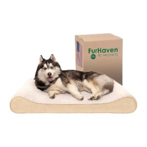 Soft Curly Faux Fur and Memory Foam Dog Bed with Removable Cover for Dogs Up to 75 lbs