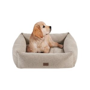 Soft Cushioned Dog Lounge with Removable Cover and Plush Bolsters for Small Pets