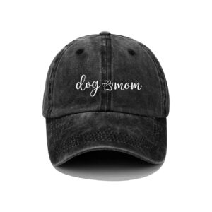 Soft Denim Dog Mom Baseball Cap with Adjustable Metal Buckle and Ponytail Slot for Women