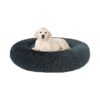 Soft Donut Calming Dog Bed for Medium Dogs - Anti-Anxiety Warming Faux Fur Plush Bed