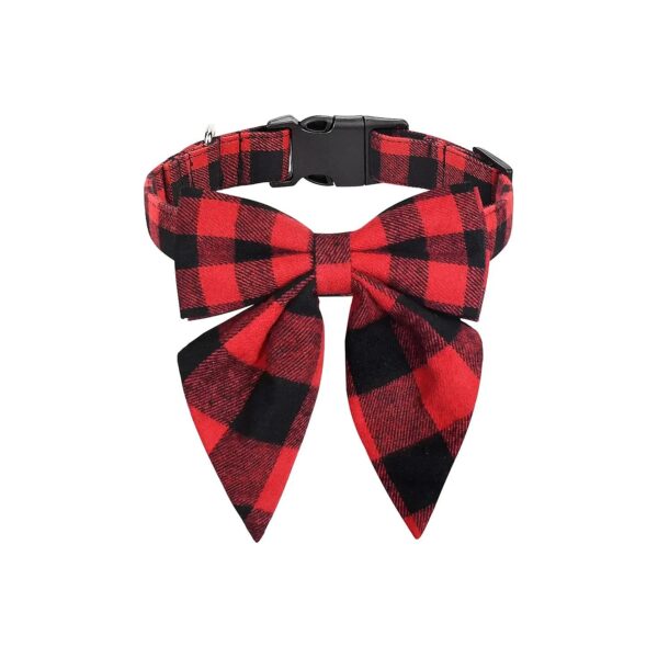 Soft Durable Red and Black Christmas Dog Collar with Bow Tie for Pets