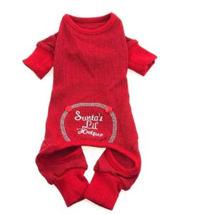 Soft Embroidered Cotton Dog Clothes for Small Dogs Santa's Lil' Helper