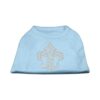 Soft Fabric Silver Fleur De Lis Rhinestone Pet Shirts for Small Pets in Baby Blue