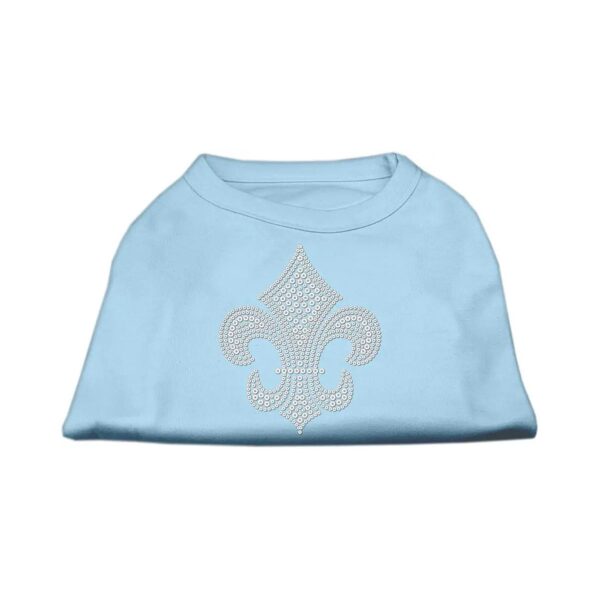 Soft Fabric Silver Fleur De Lis Rhinestone Pet Shirts for Small Pets in Baby Blue