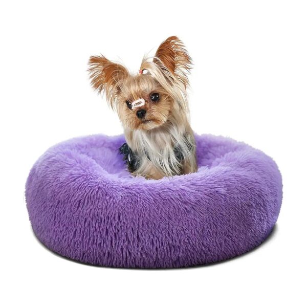 Soft Faux Fur Purple Dog Bed for Small Dogs Up to 5 Pounds Machine Washable