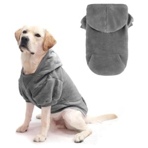 Soft Flannel Dog Hoodie for Large Dogs with Leash Hole and Pocket