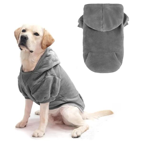 Soft Flannel Dog Hoodie for Large Dogs with Leash Hole and Pocket