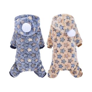 Soft Flannel Medium Dog Pajamas 2 Pack Hoodie Sweater Winter Warm Puppy Clothes