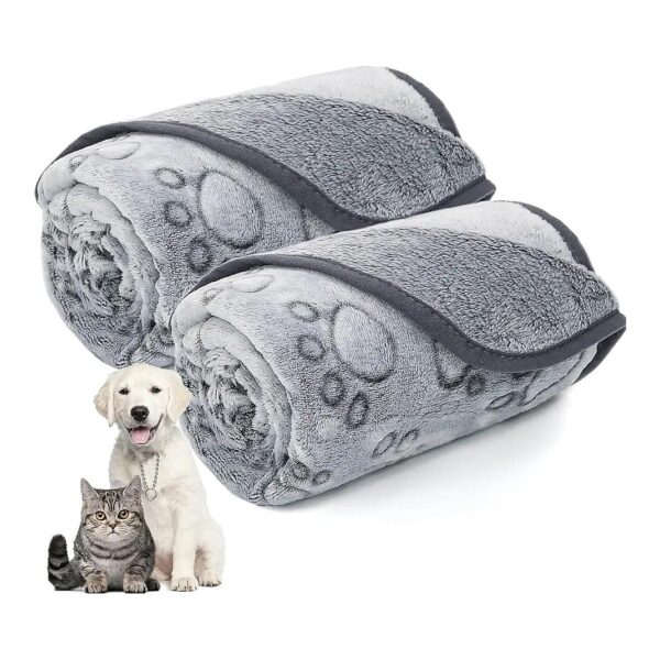 Soft Fleece Blanket for Small to Medium Dogs with Cute Paw Print for Bed Couch Protection