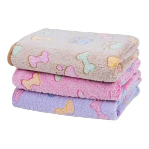 Soft Fleece Dog Blankets for Small Medium Large Dogs Paw Print Pink Pet Blanket Mat