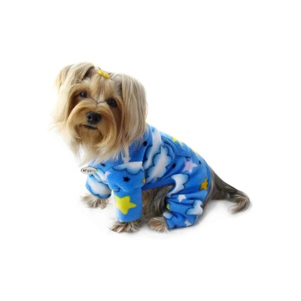 Soft Fleece Dog Pajamas with Stars and Clouds Print for Large Breeds