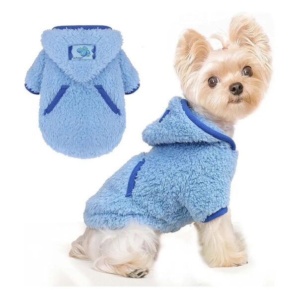 Soft Fleece Dog Sweater for Small Dogs Boy Girl Pet Hoodies Blue XS Perfect Winter Outfit