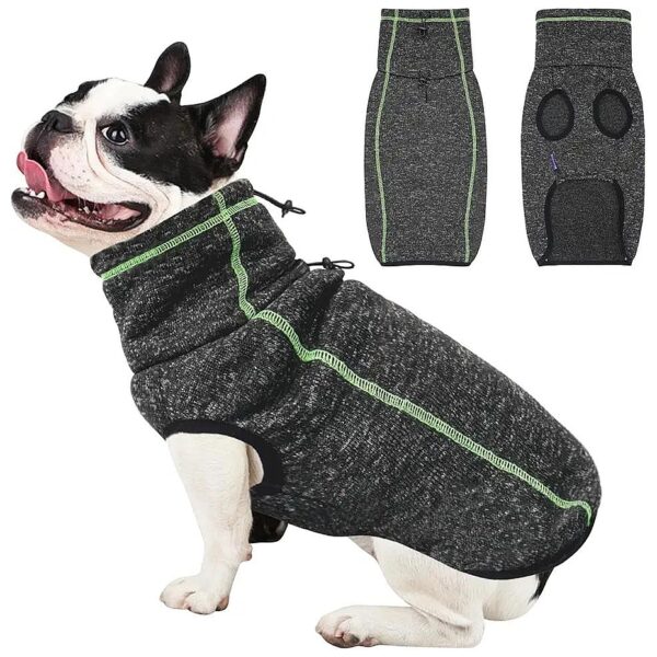 Soft Fleece Dog Sweater for Small Dogs with High Collar and Leash Hole