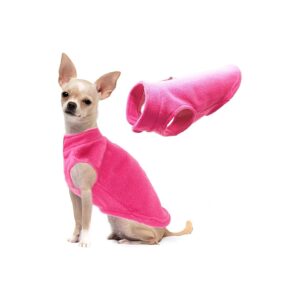 Soft Fleece Dog Winter Jacket with Hoodie for Medium Dogs Large Dark Pink Size L