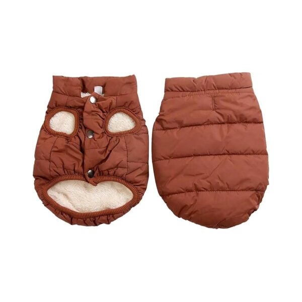 Soft Fleece Lined Windproof Brown Medium Size Dog Coat for Puppy Winter