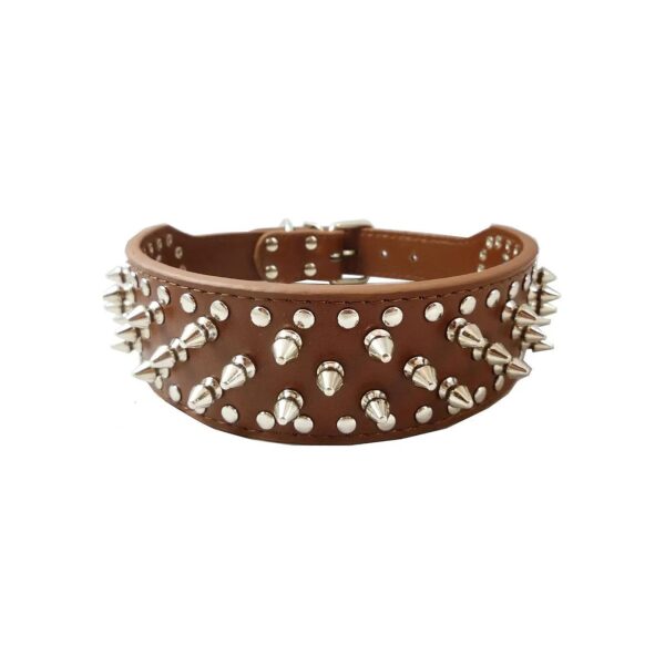 Soft, Flexible, Fashionable Leather Dog Collars with Punk Spikes for Medium Large Breeds