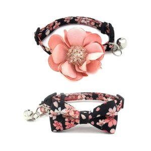 Soft Floral Female Dog and Cat Collars with Crystal Pistil Studded Flower Charm