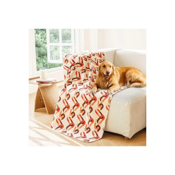 Soft Fluffy Waterproof Reversible Pet Blanket for Sofa Couch Protection with Print Design