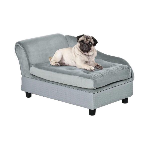 Soft Foam Dog Bed with Hidden Storage for Small Breeds, Gray