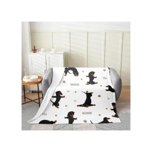 Soft Fuzzy Dachshund Blanket 40" x50" Polyester Plush Throw Blanket for All Seasons Use