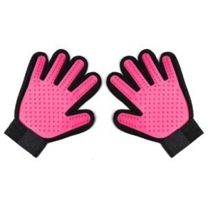 Soft Gentle Pink Grooming Gloves for Dogs Cats and Rabbits with Curly Hair Types