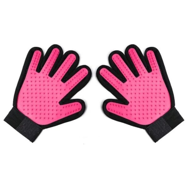 Soft Gentle Pink Grooming Gloves for Dogs Cats and Rabbits with Curly Hair Types