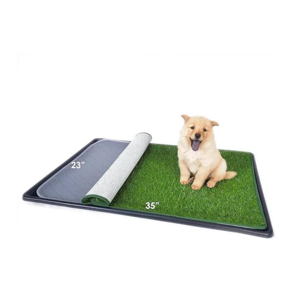 Soft Grass Dog Potty Pad with Pee Tray for Small and Medium Dogs Potty Training Solution